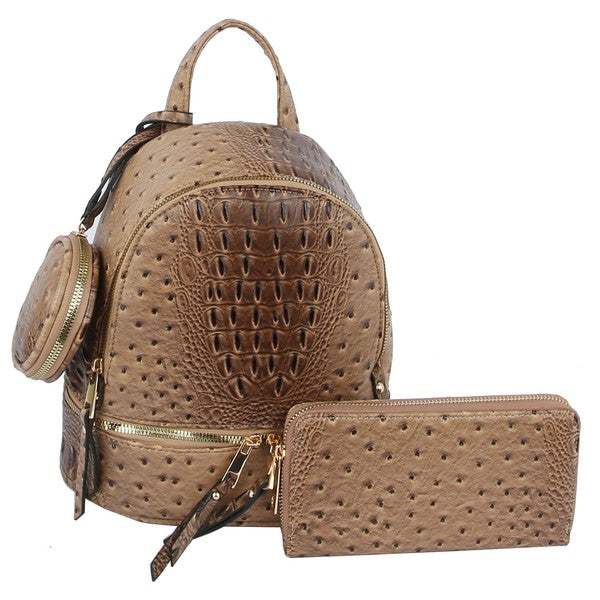 Ostrich Croc Neon 3 in 1 Convertible Backpack