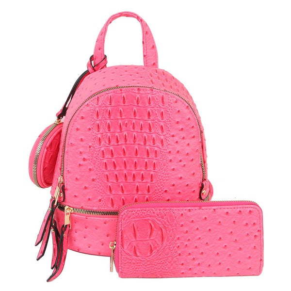 Ostrich Croc Neon 3 in 1 Convertible Backpack