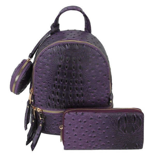 Ostrich Croc Neon 3 in 1 Convertible Backpack