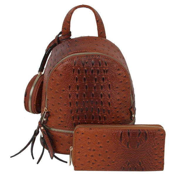 Ostrich Croc Neon 3 in 1 Convertible Backpack