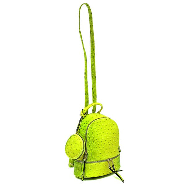 Ostrich Croc Neon 3 in 1 Convertible Backpack