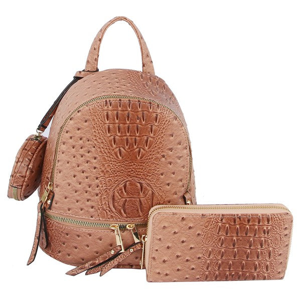 Ostrich Croc Neon 3 in 1 Convertible Backpack