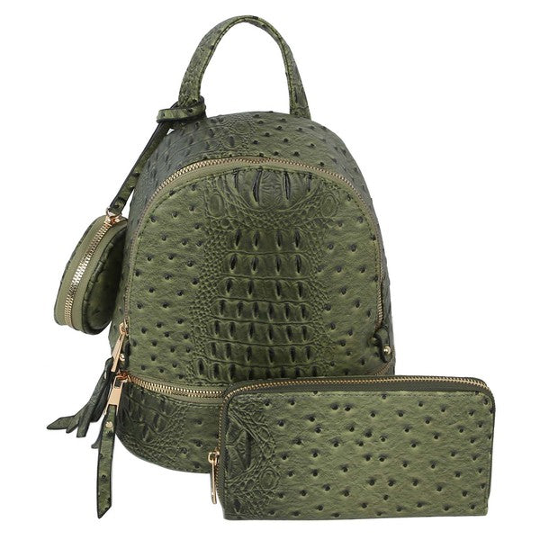 Ostrich Croc Neon 3 in 1 Convertible Backpack